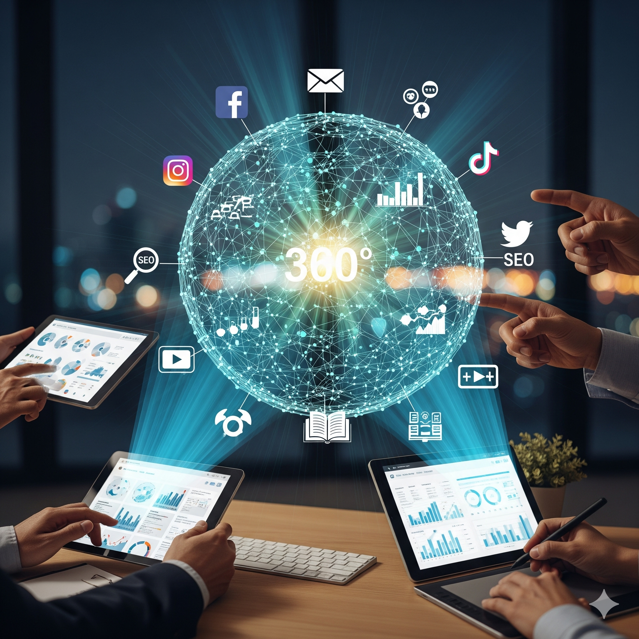 Illustration showing Pabitra Technology's expertise in 360° Digital Marketing